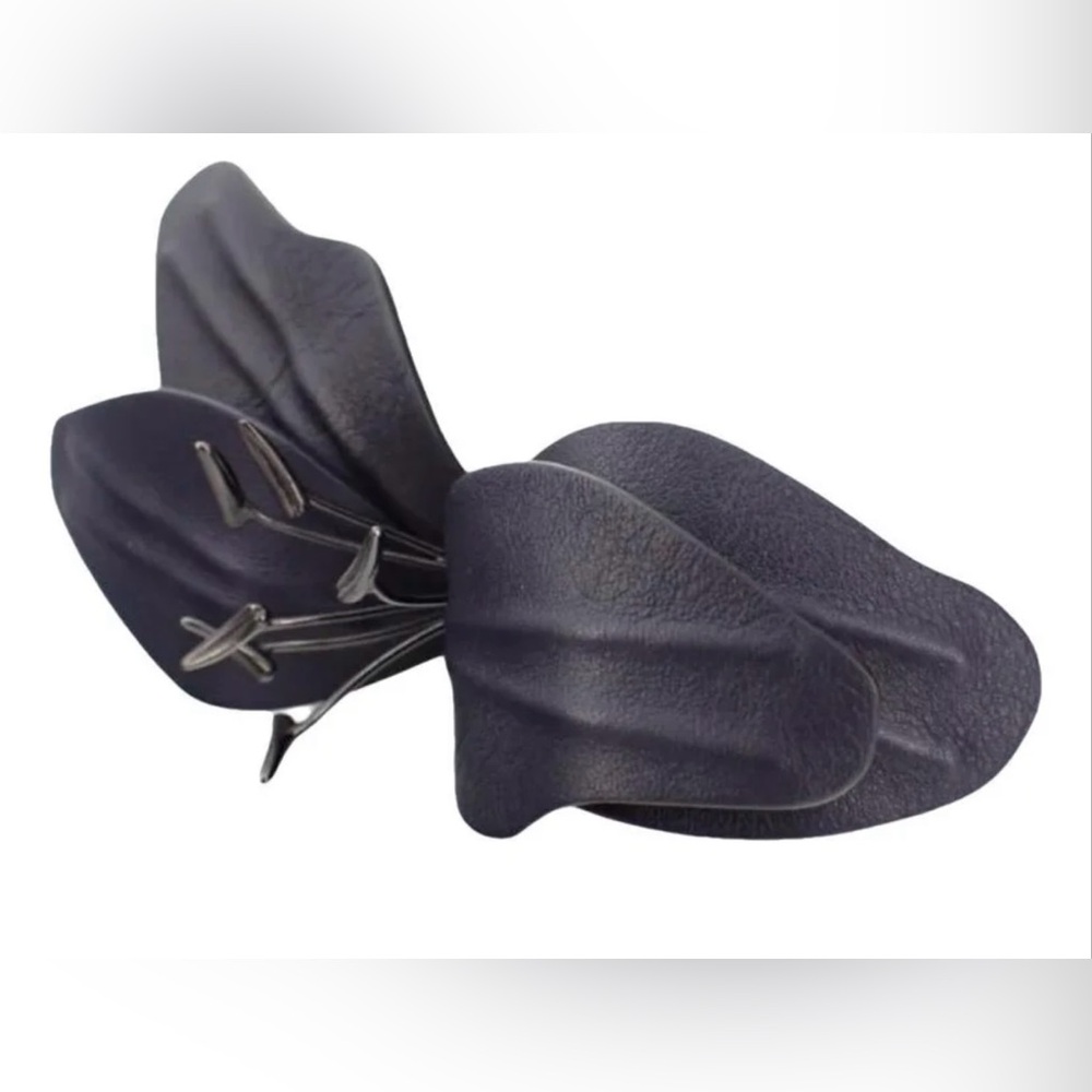 Salvatore Ferragamo Dark Navy Leather Floral Bracelet